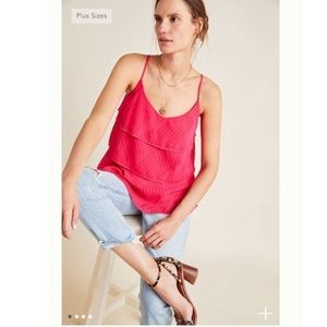 NWT Anthropologie AMELINE TIERED CAMI Amad Cami PINK tank